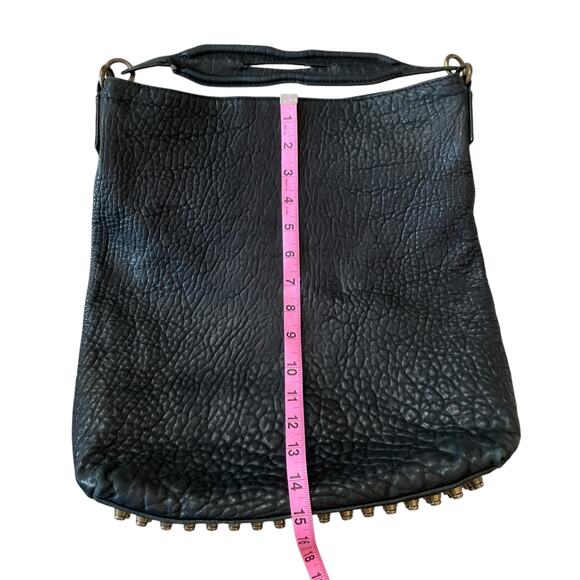 ALEXANDER WANG Black Pebbled Lambskin Studded Dumbo Darcy Hobo Handbag Purse - Picture 9 of 16